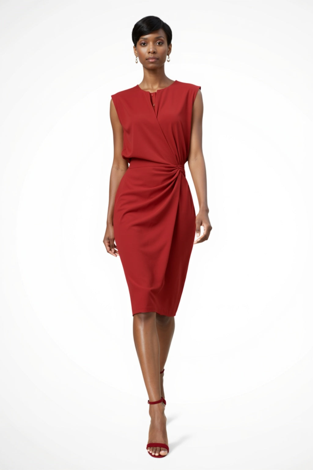 Seraphina | Women Gathered Tie Midi Dress with Short Sleeves