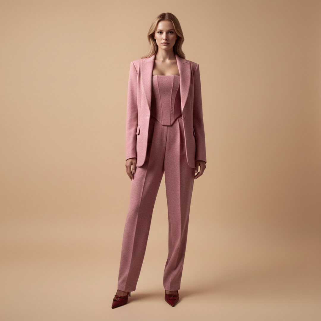 Women’s Trouser Suit with Corset Blazer and Defined Waist