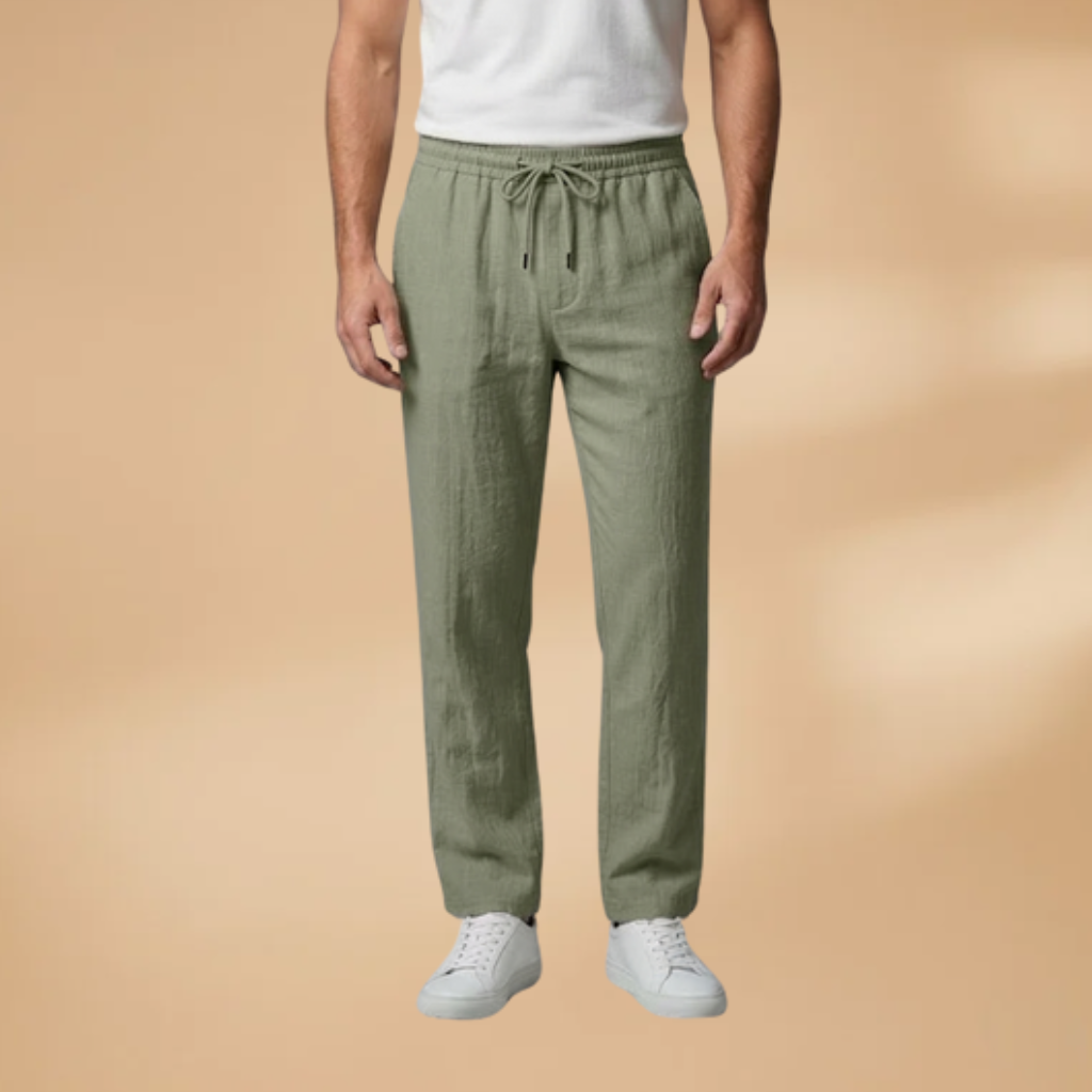 Men's Casual Trousers with Adjustable Waistband and Relaxed Fit