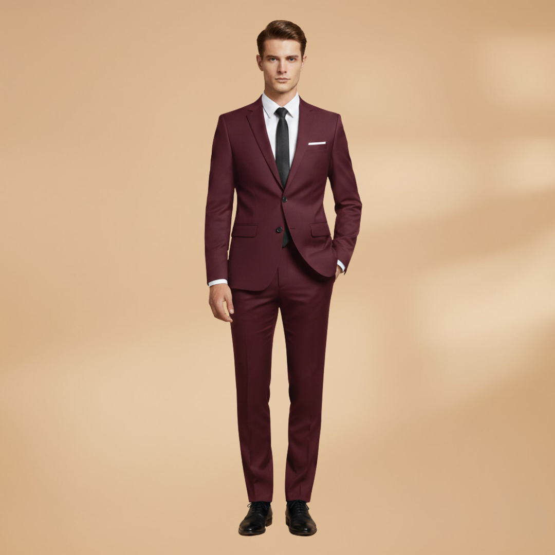 Men’s Suit Set with Blazer-Trousers-Shirt and Tie