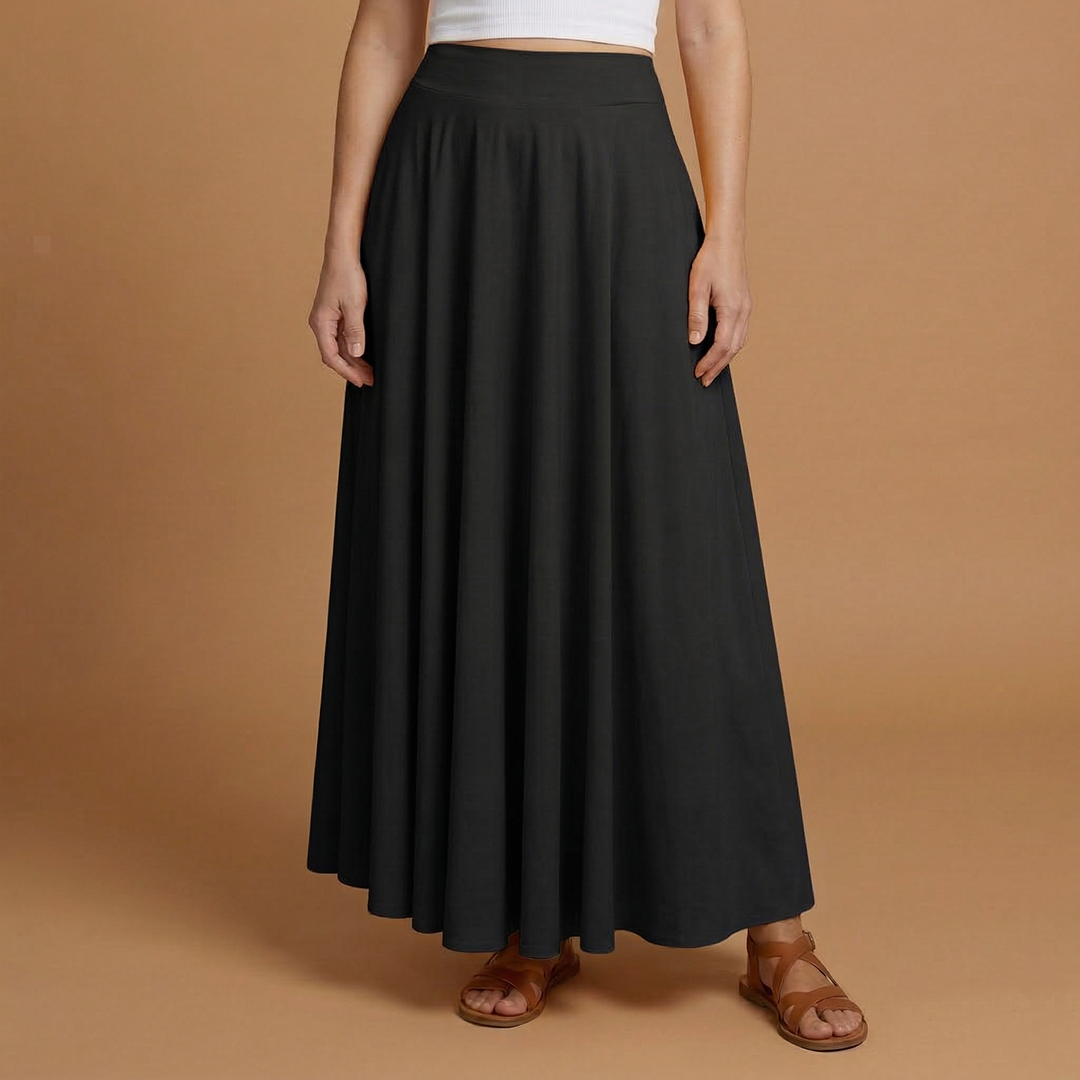 Women’s Maxi Skirt with High Waistband and A-line Design