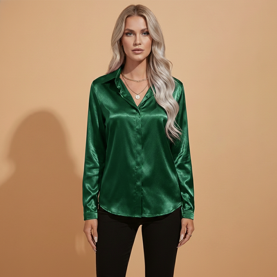 Women’s Satin Blouse with Elegant Design for Autumn