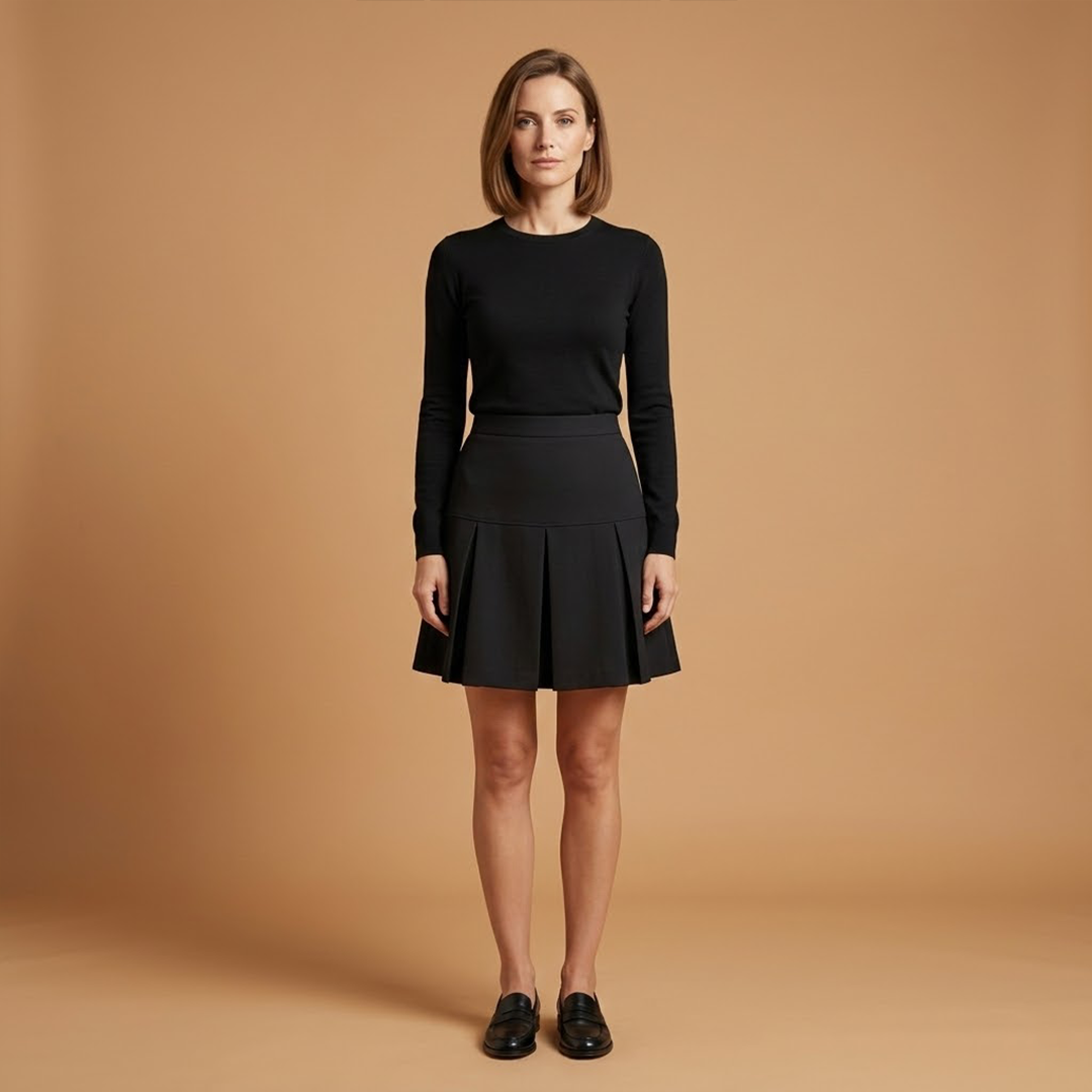 Women’s Pleated Skirt with Flowing Fabric and Tailored Fit