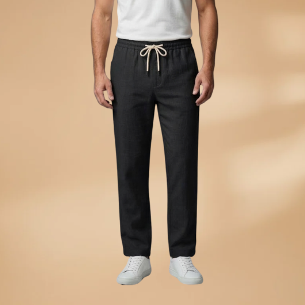 Men's Casual Trousers with Adjustable Waistband and Relaxed Fit