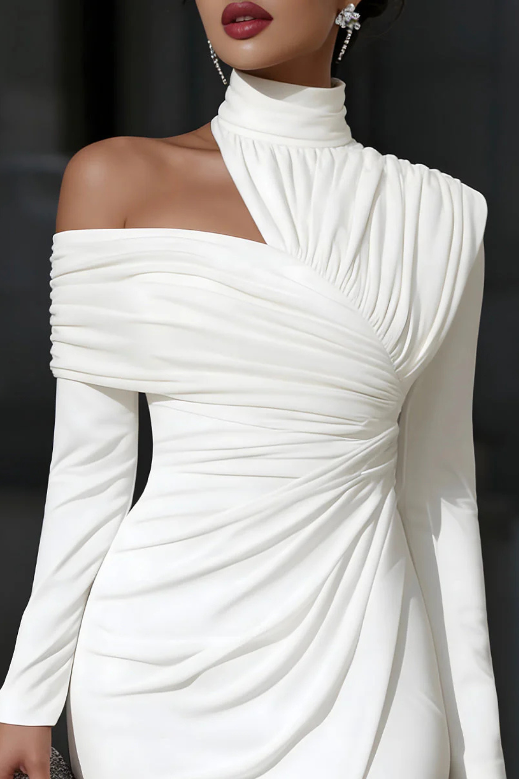 Delphina | Women Asymmetric One Shoulder Wedding Guest Midi Dress