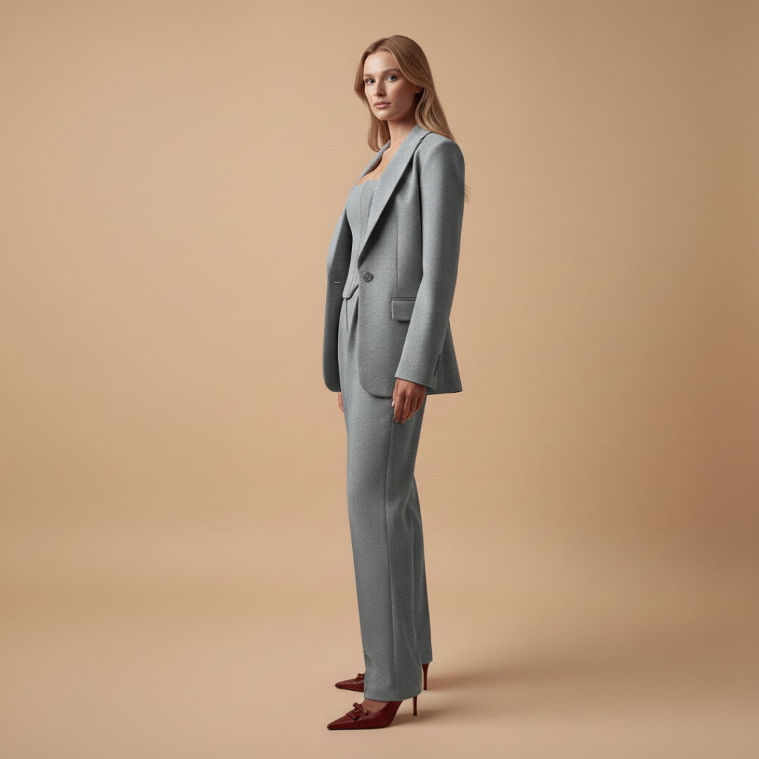 Women’s Trouser Suit with Corset Blazer and Defined Waist