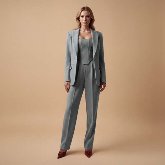 Women’s Trouser Suit with Corset Blazer and Defined Waist