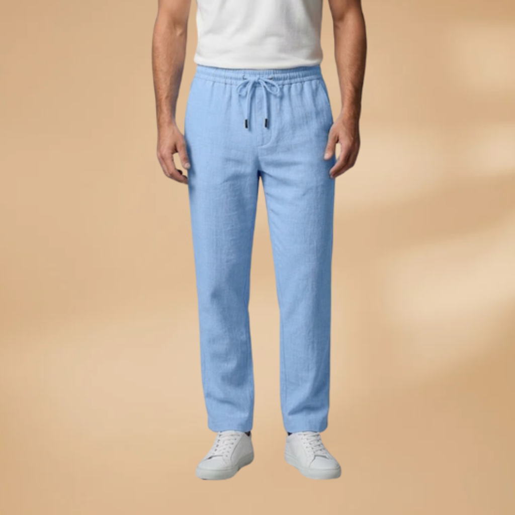 Men's Casual Trousers with Adjustable Waistband and Relaxed Fit