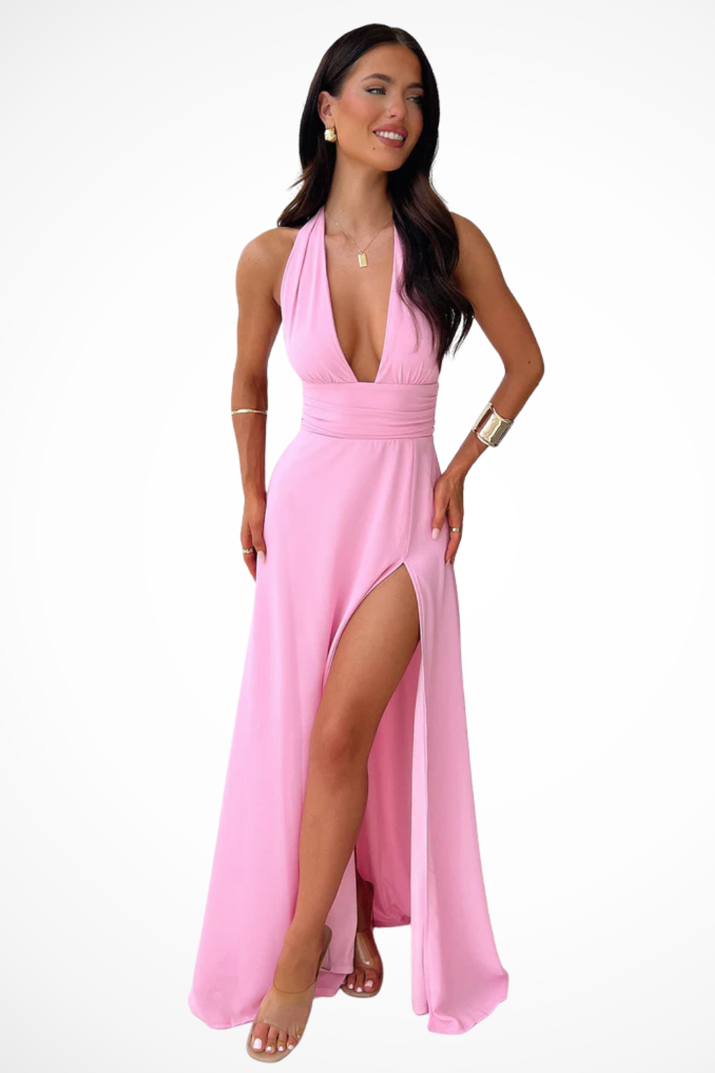 Kaelira | Women’s Halter Neck Maxi Dress with Side Slit