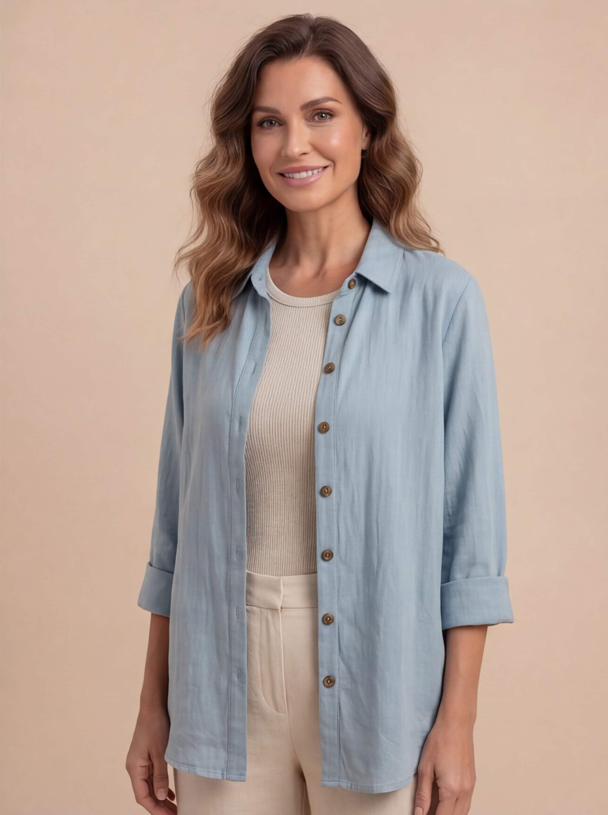 Women’s Top – Lightweight Long-Sleeve Relaxed Blouse