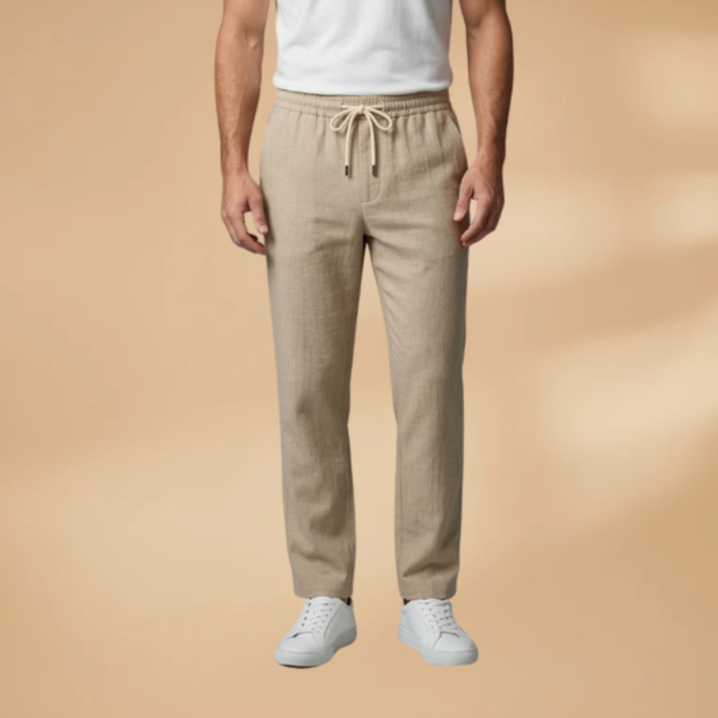 Men's Casual Trousers with Adjustable Waistband and Relaxed Fit
