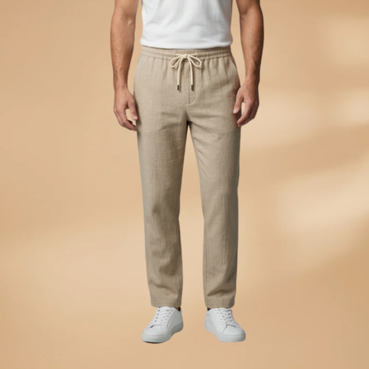 Men's Casual Trousers with Adjustable Waistband and Relaxed Fit