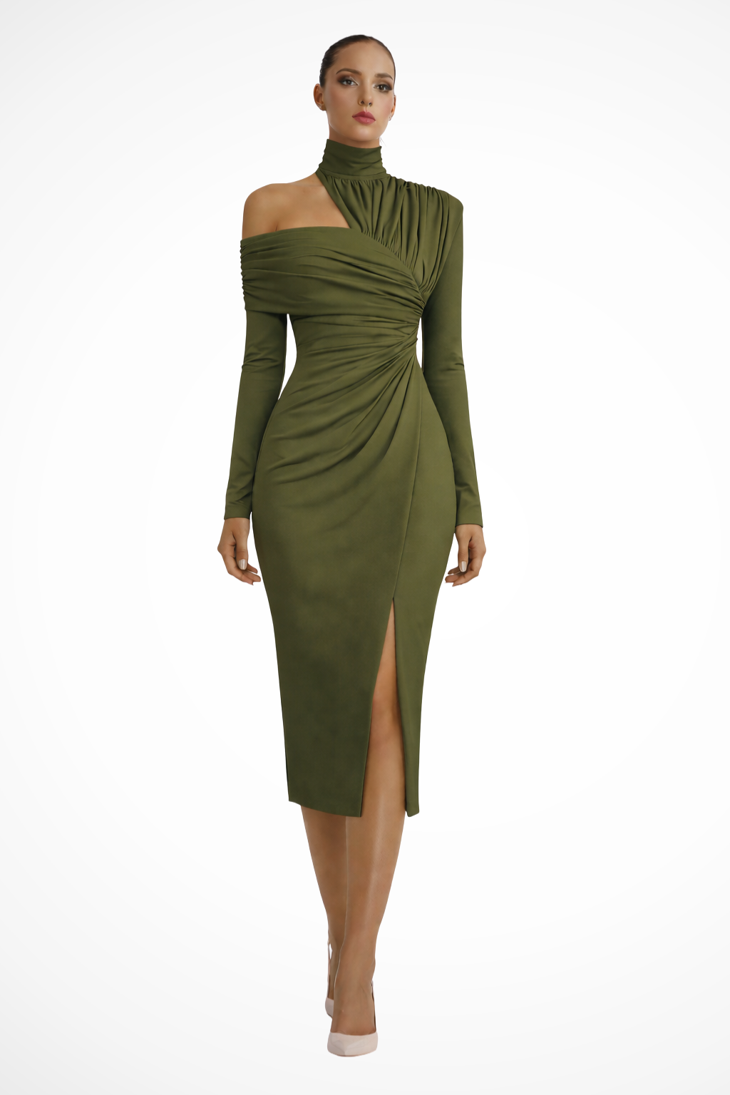 Delphina | Women Asymmetric One Shoulder Wedding Guest Midi Dress