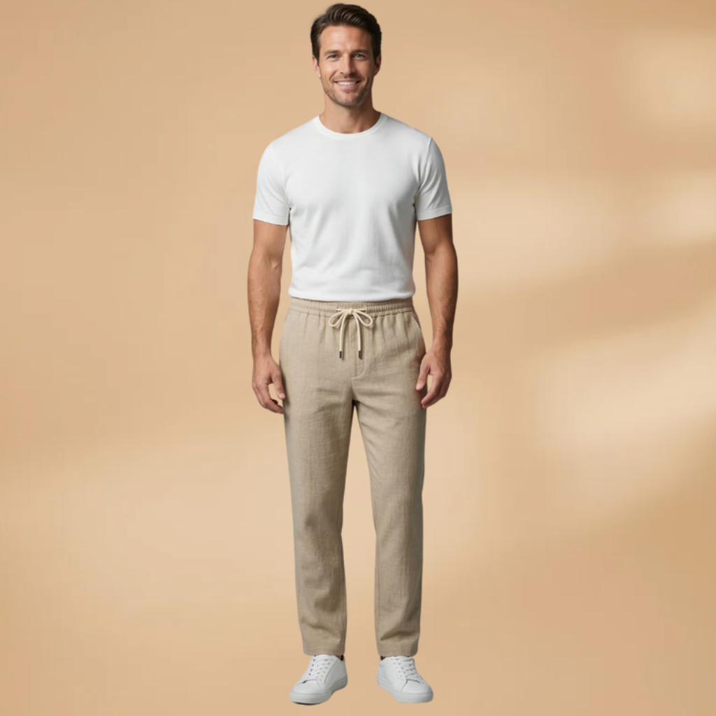 Men's Casual Trousers with Adjustable Waistband and Relaxed Fit