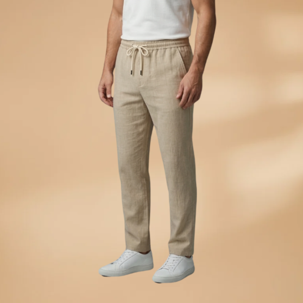 Men's Casual Trousers with Adjustable Waistband and Relaxed Fit