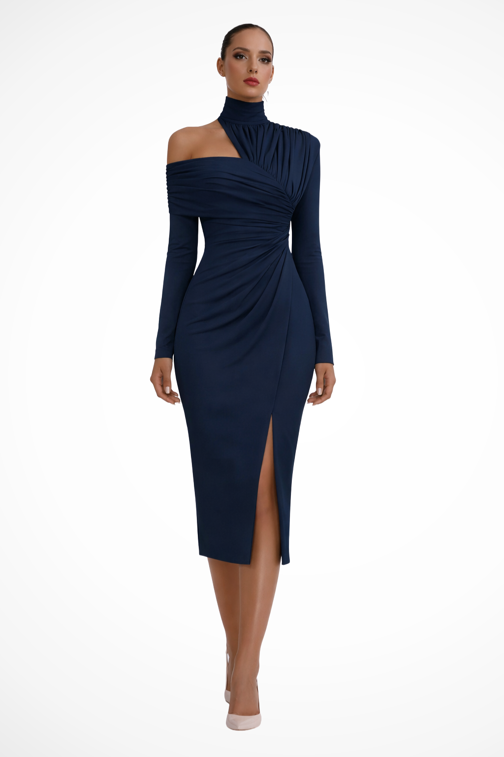 Delphina | Women Asymmetric One Shoulder Wedding Guest Midi Dress