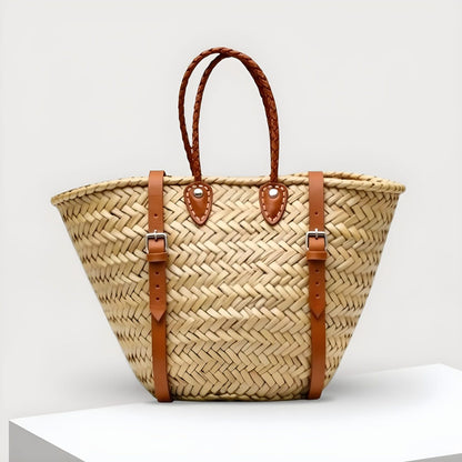 Convertible Straw Backpack with Leather Straps – Handwoven Beach Tote