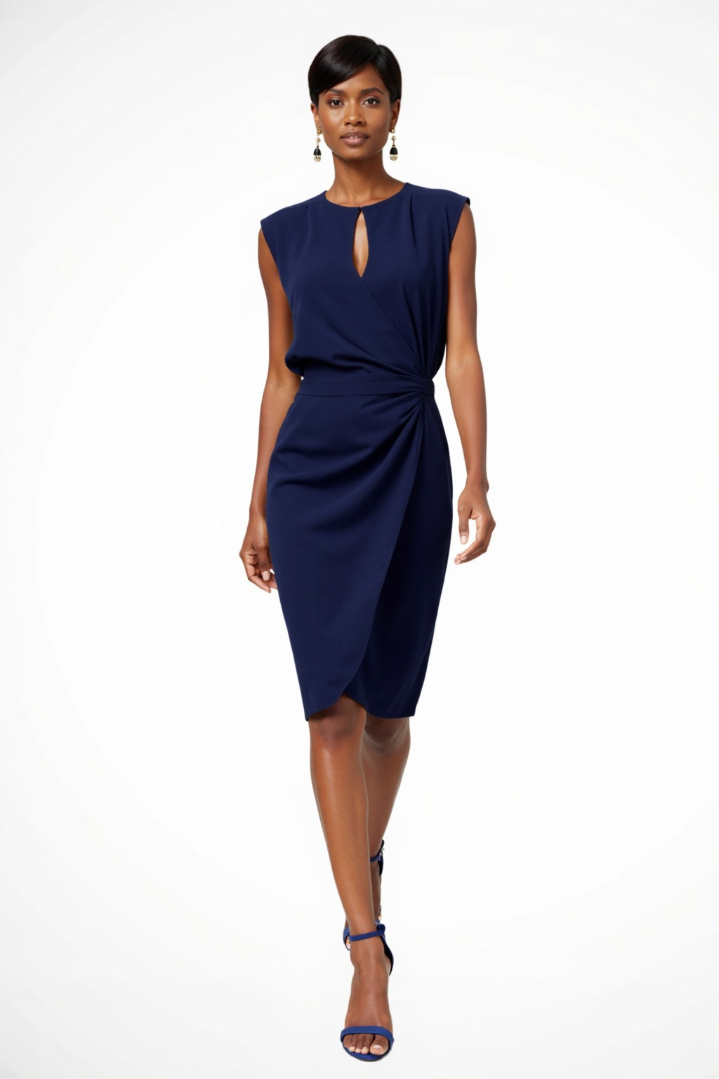 Seraphina | Women Gathered Tie Midi Dress with Short Sleeves