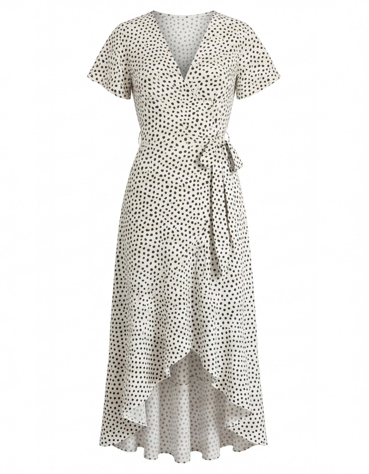 Women’s Dress – Wrap V-Neck Asymmetrical Summer Dress