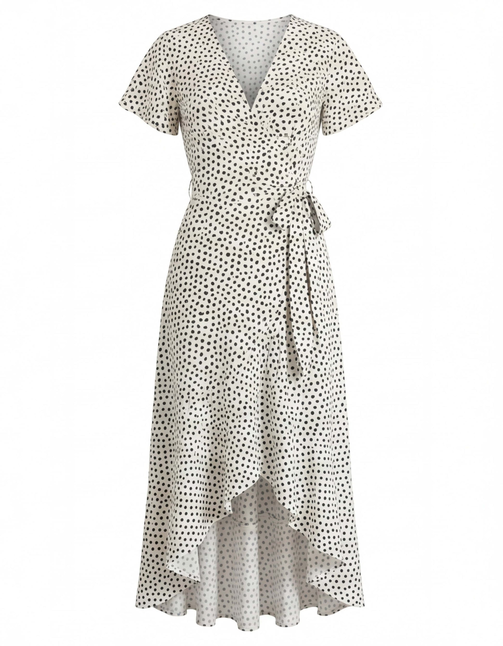 Women’s Dress – Wrap V-Neck Asymmetrical Summer Dress