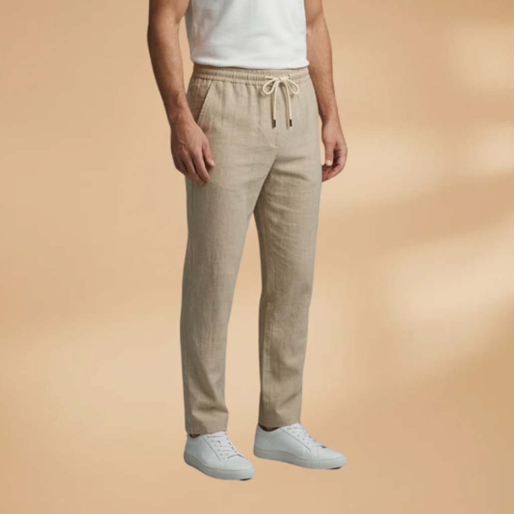 Men's Casual Trousers with Adjustable Waistband and Relaxed Fit