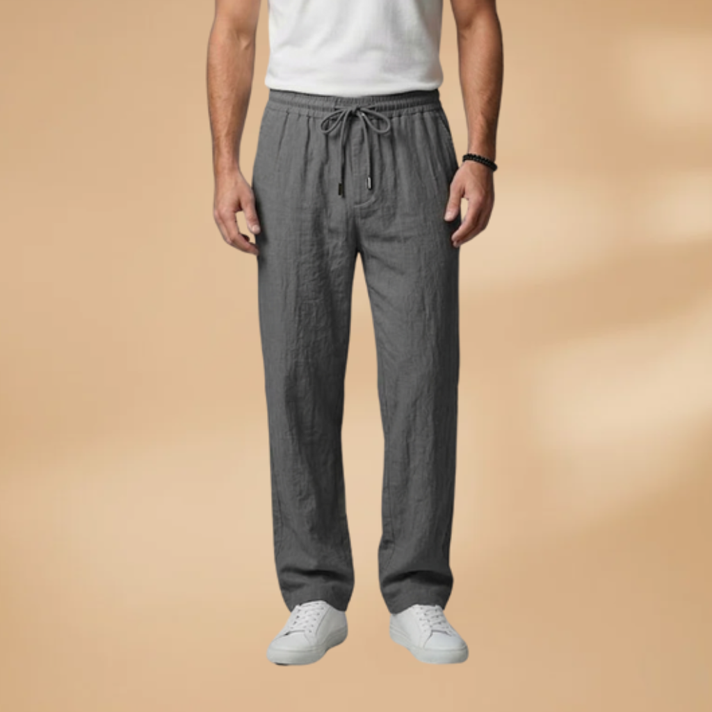 Men's Casual Trousers with Adjustable Waistband and Relaxed Fit