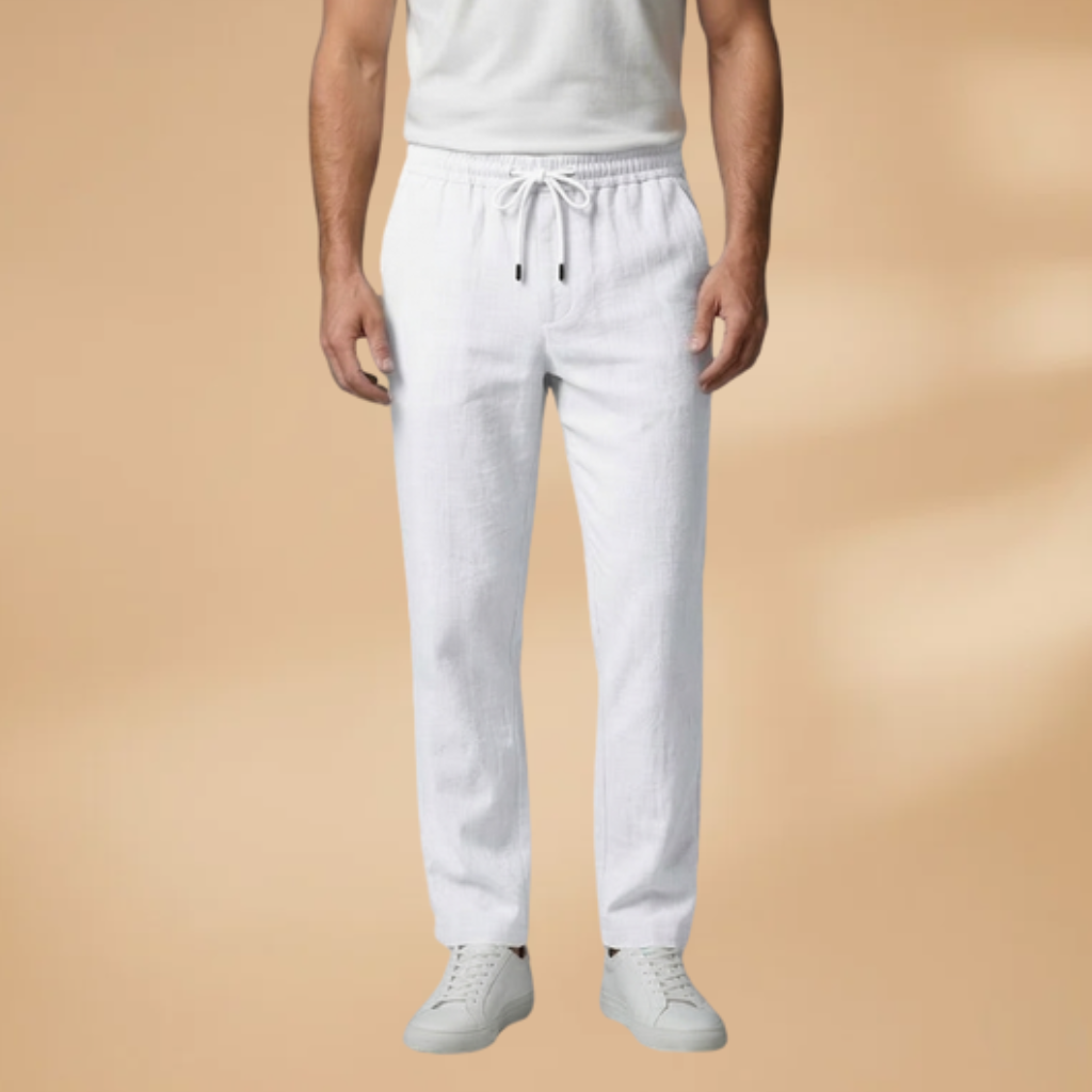 Men's Casual Trousers with Adjustable Waistband and Relaxed Fit