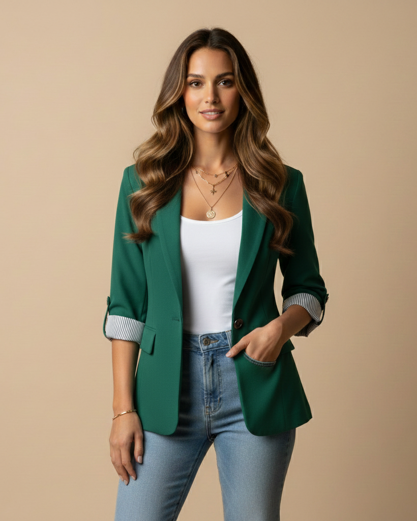 Women’s Blazer with Rolled Sleeves | Casual-Chic Tailored Look