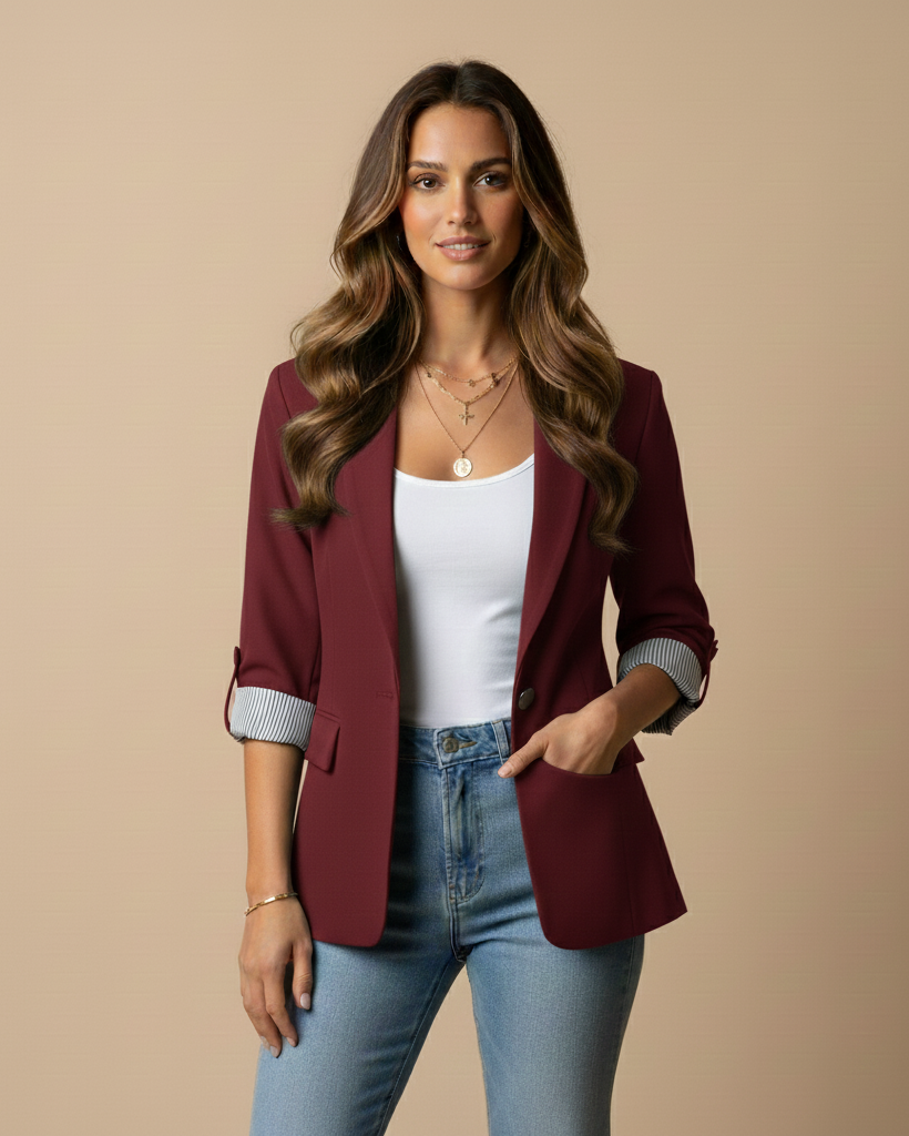 Women’s Blazer with Rolled Sleeves | Casual-Chic Tailored Look