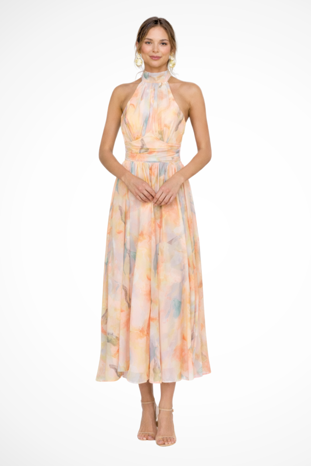 Isolde | Women Abstract Print Halter Neck Maxi Dress