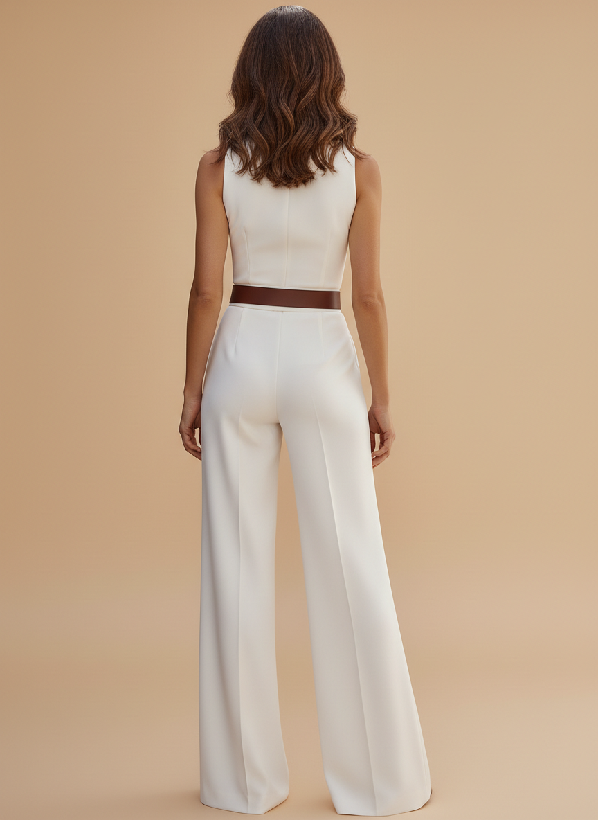 Women’s Sleeveless Wide-Leg Jumpsuit – Modern Elegance & Clean Lines
