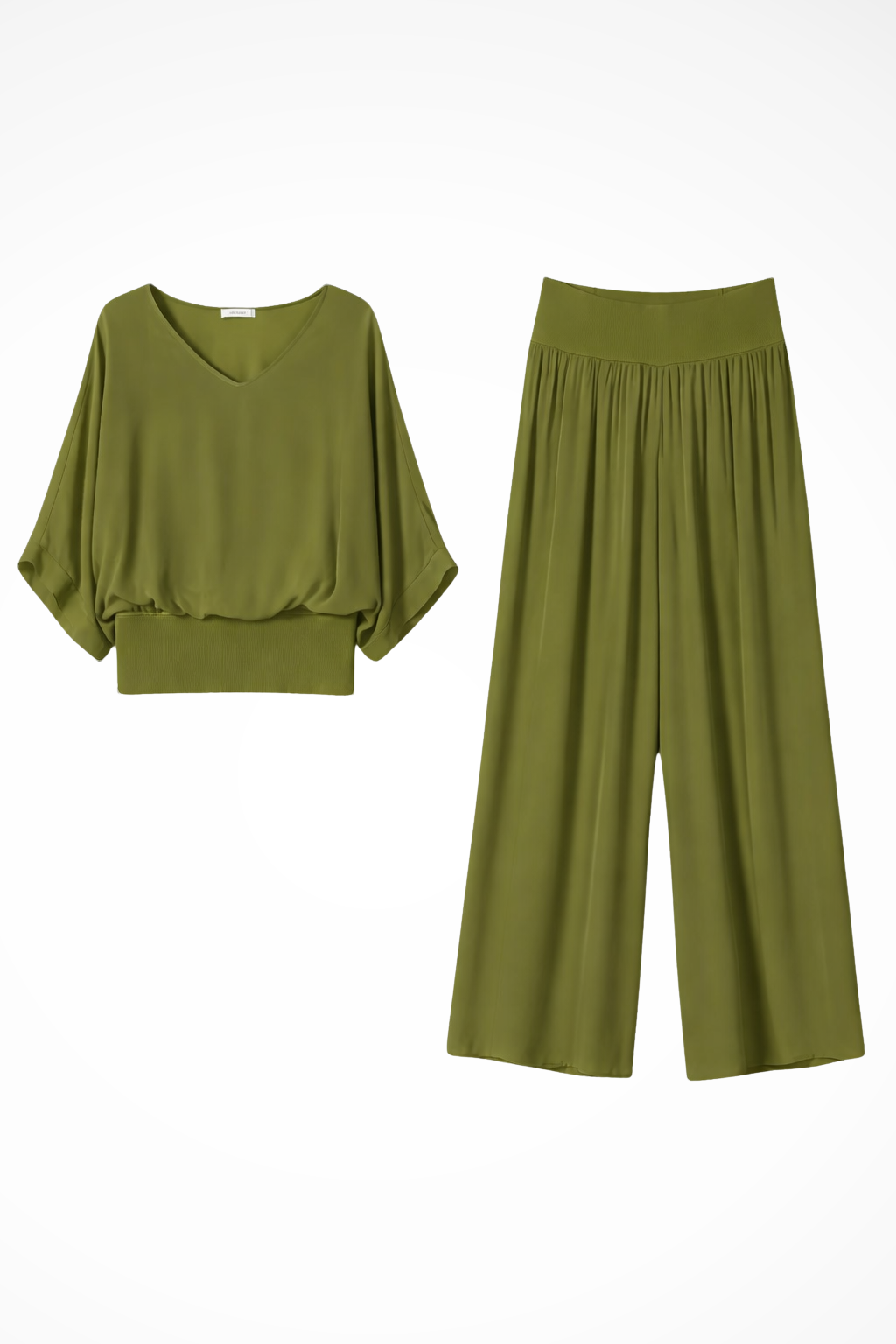 Margot | Women Elegant Layered Top and Wide Leg Trousers 2 Piece Set