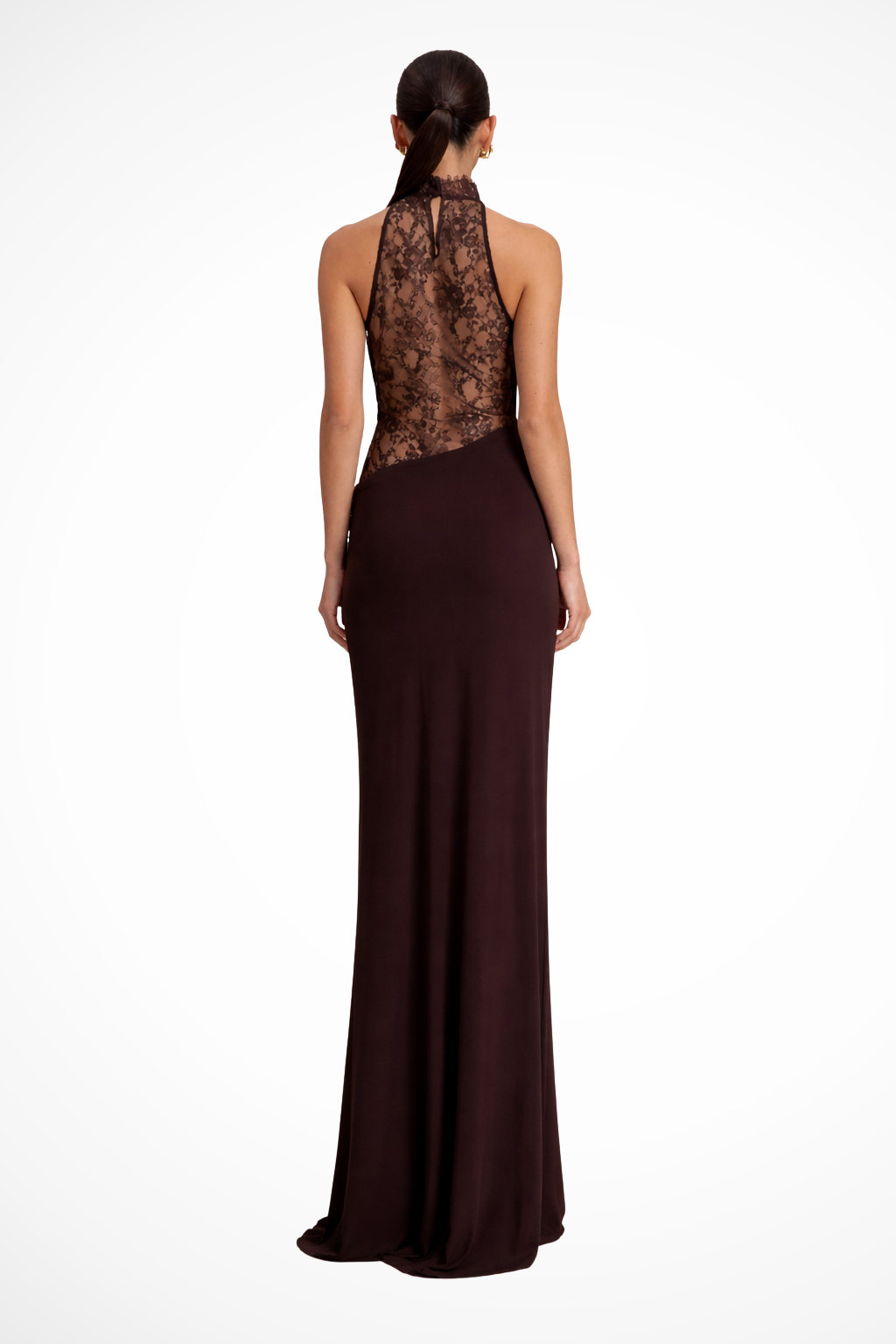 Vesper | Women Halter Neck Lace Panel Sleeveless Wedding Guest Maxi Dress