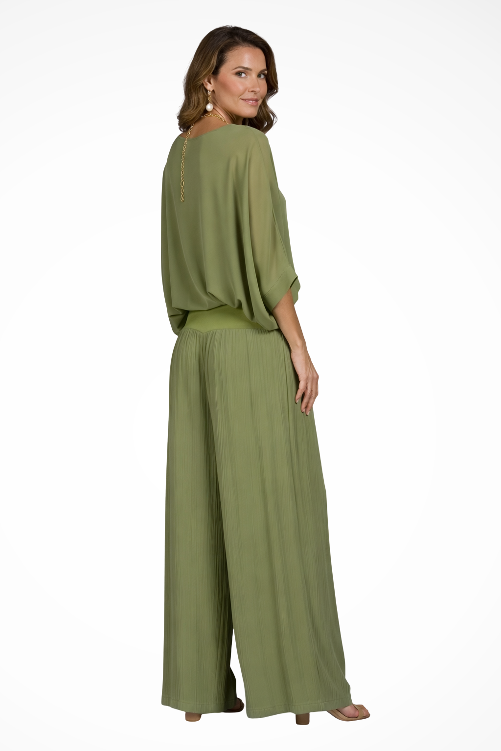 Margot | Women Elegant Layered Top and Wide Leg Trousers 2 Piece Set