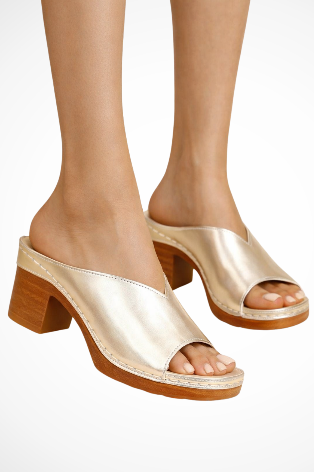 Rosalind | Women Open Toe Slip On Block Heel Mules