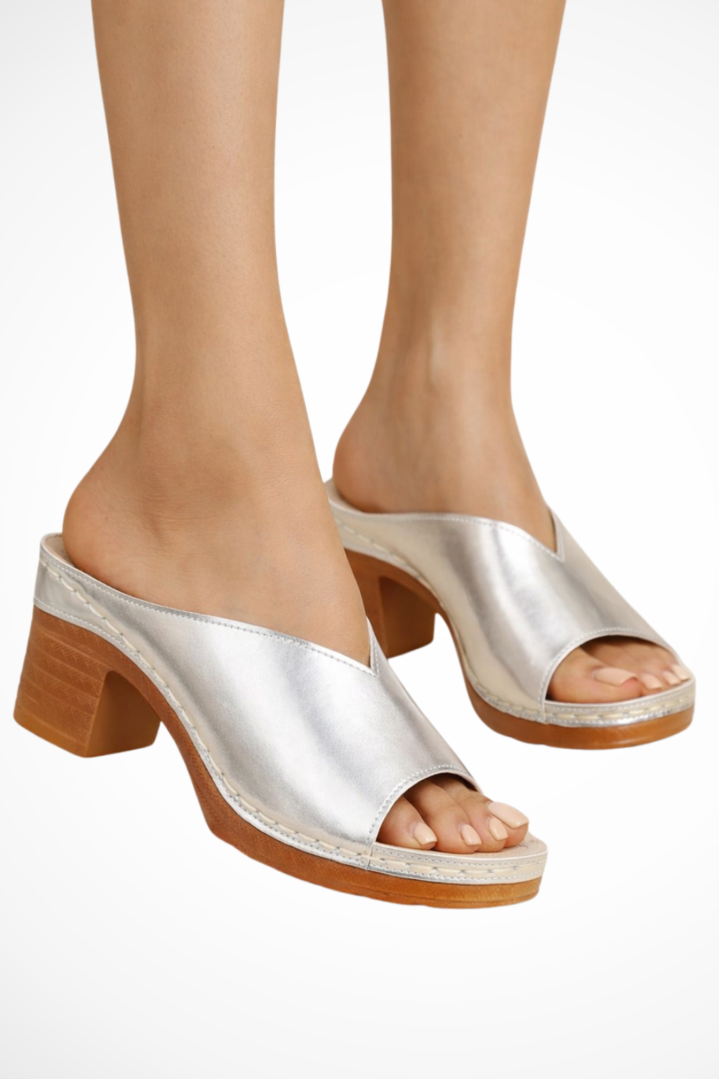 Rosalind | Women Open Toe Slip On Block Heel Mules
