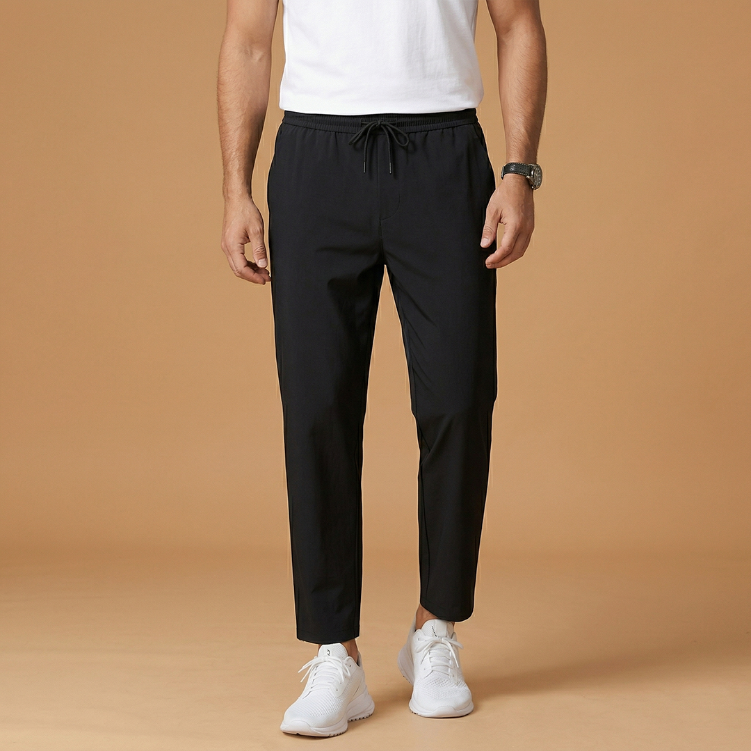 Men's Casual Trousers with Elastic Waistband and Side Pockets
