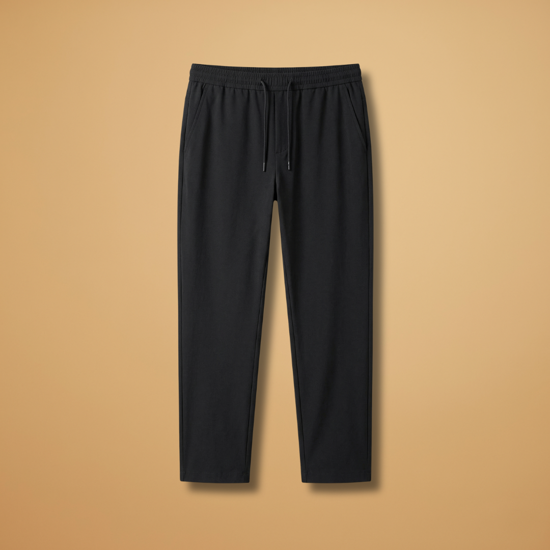 Men's Casual Trousers with Elastic Waistband and Side Pockets