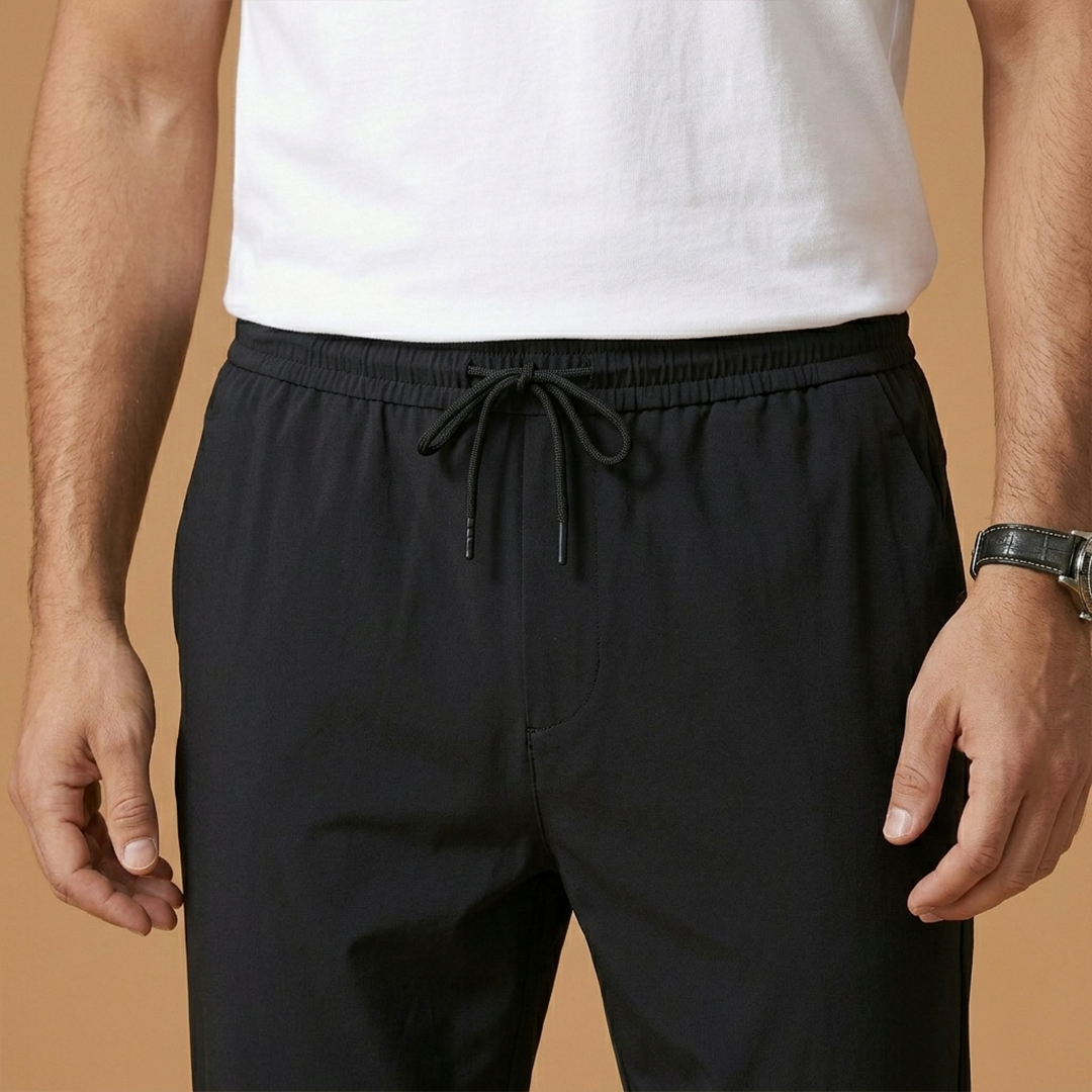 Men's Casual Trousers with Elastic Waistband and Side Pockets