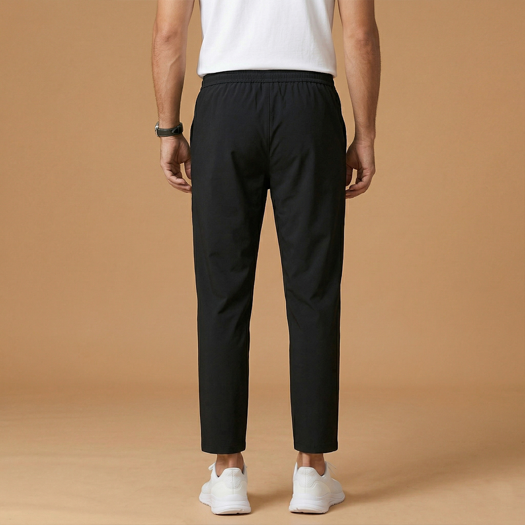 Men's Casual Trousers with Elastic Waistband and Side Pockets