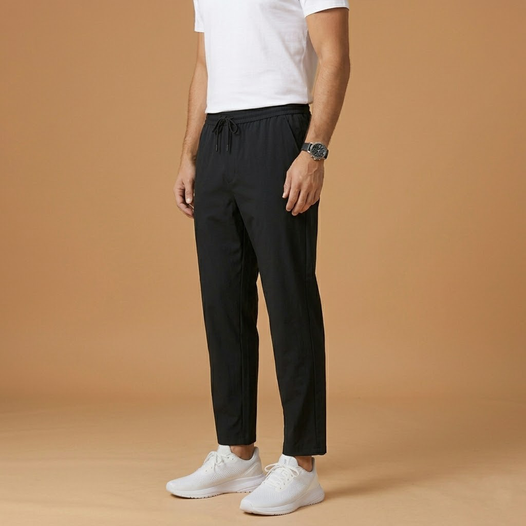 Men's Casual Trousers with Elastic Waistband and Side Pockets