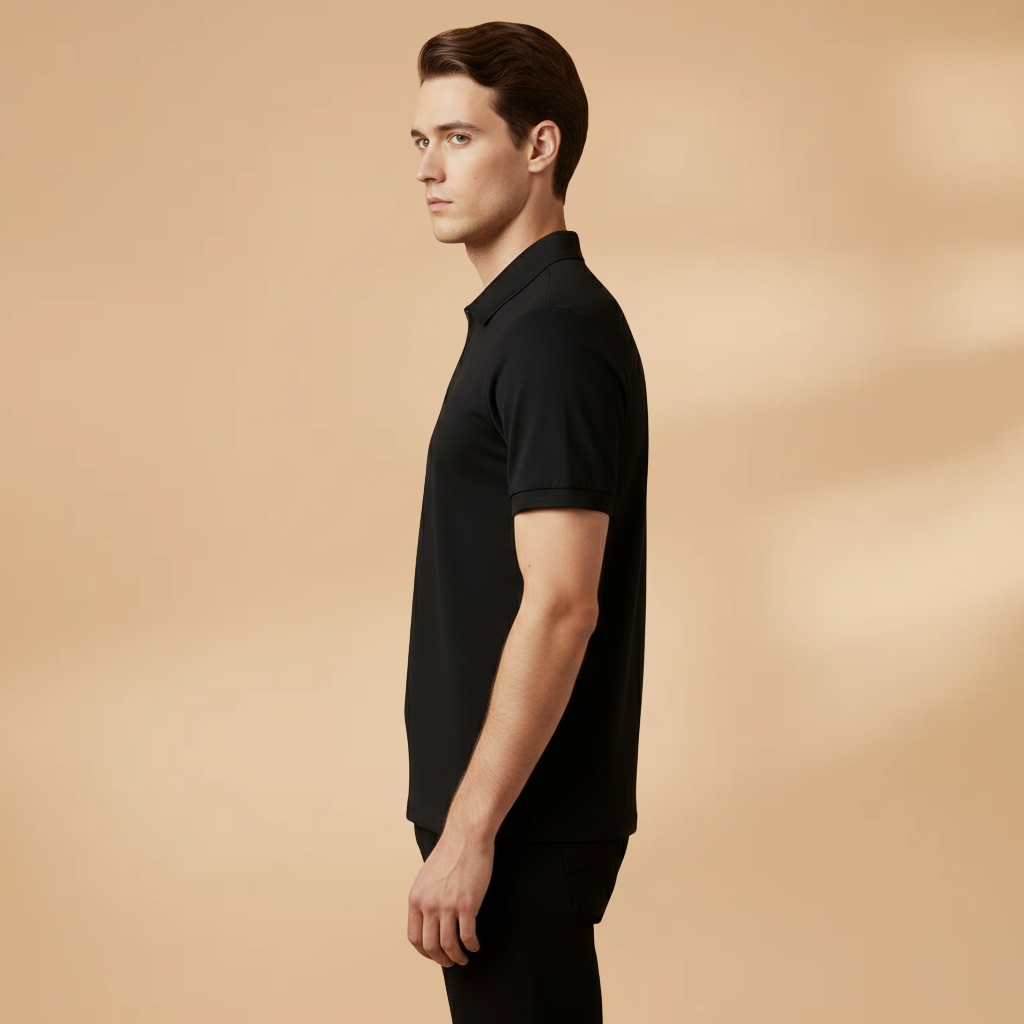 Men's Polo Shirt with Zip Closure and Modern Fit