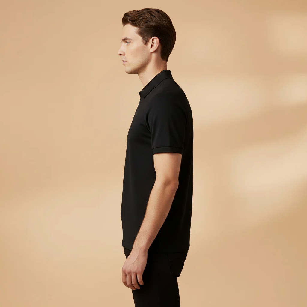 Men's Polo Shirt with Zip Closure and Modern Fit