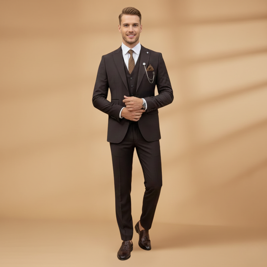 Men’s Slim Fit 3-Piece Suit for Formal Events