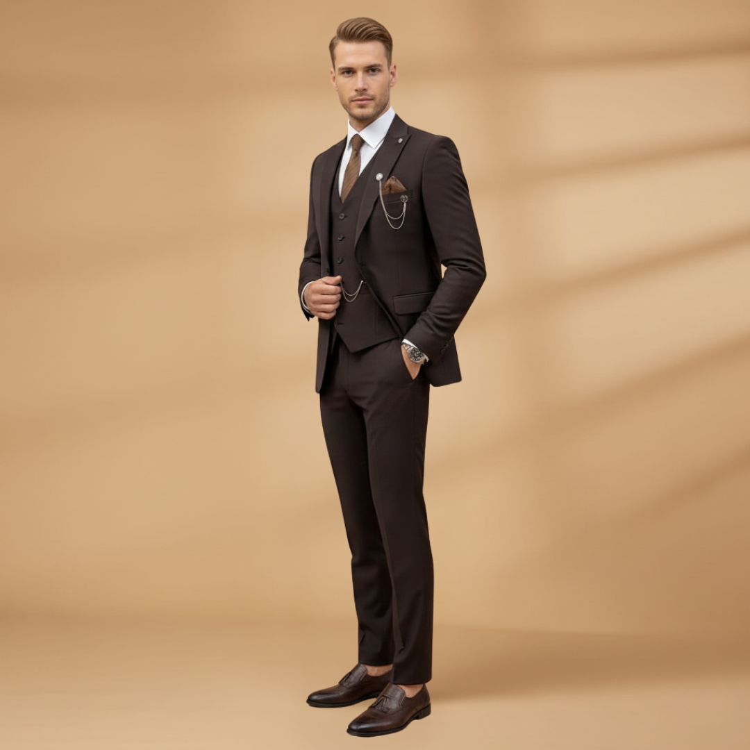 Men’s Slim Fit 3-Piece Suit for Formal Events