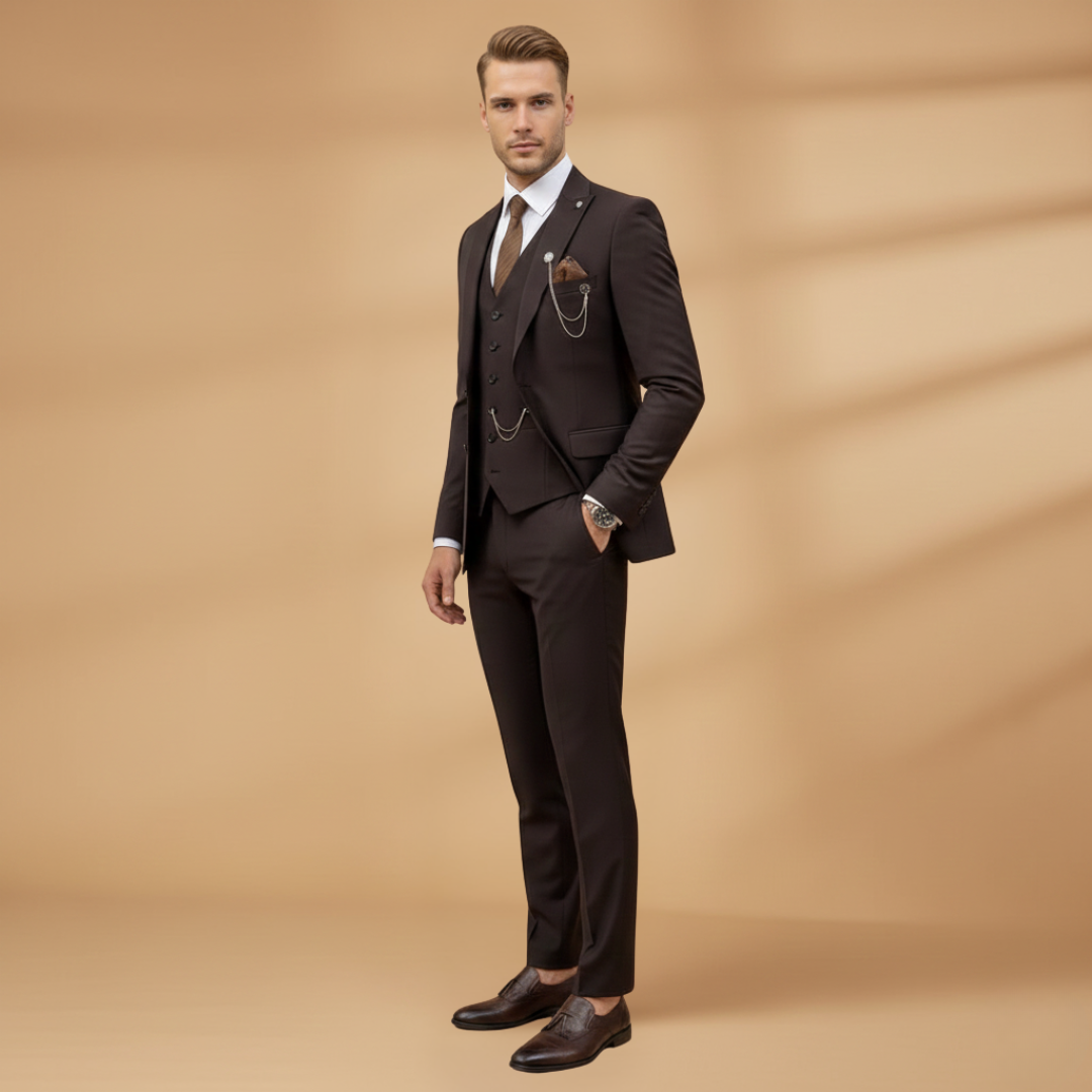 Men’s Slim Fit 3-Piece Suit for Formal Events