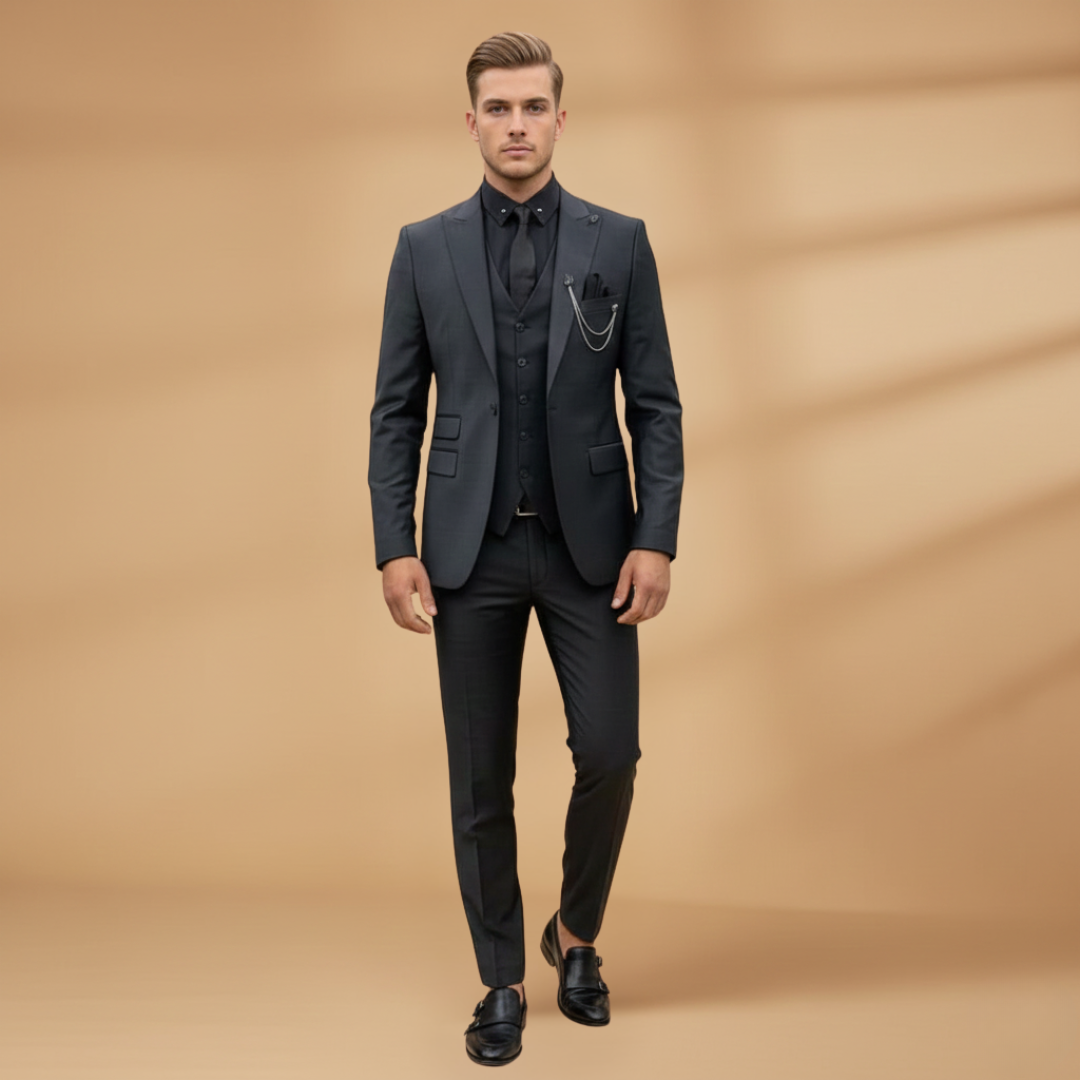 Men’s Slim Fit 3-Piece Suit for Formal Events