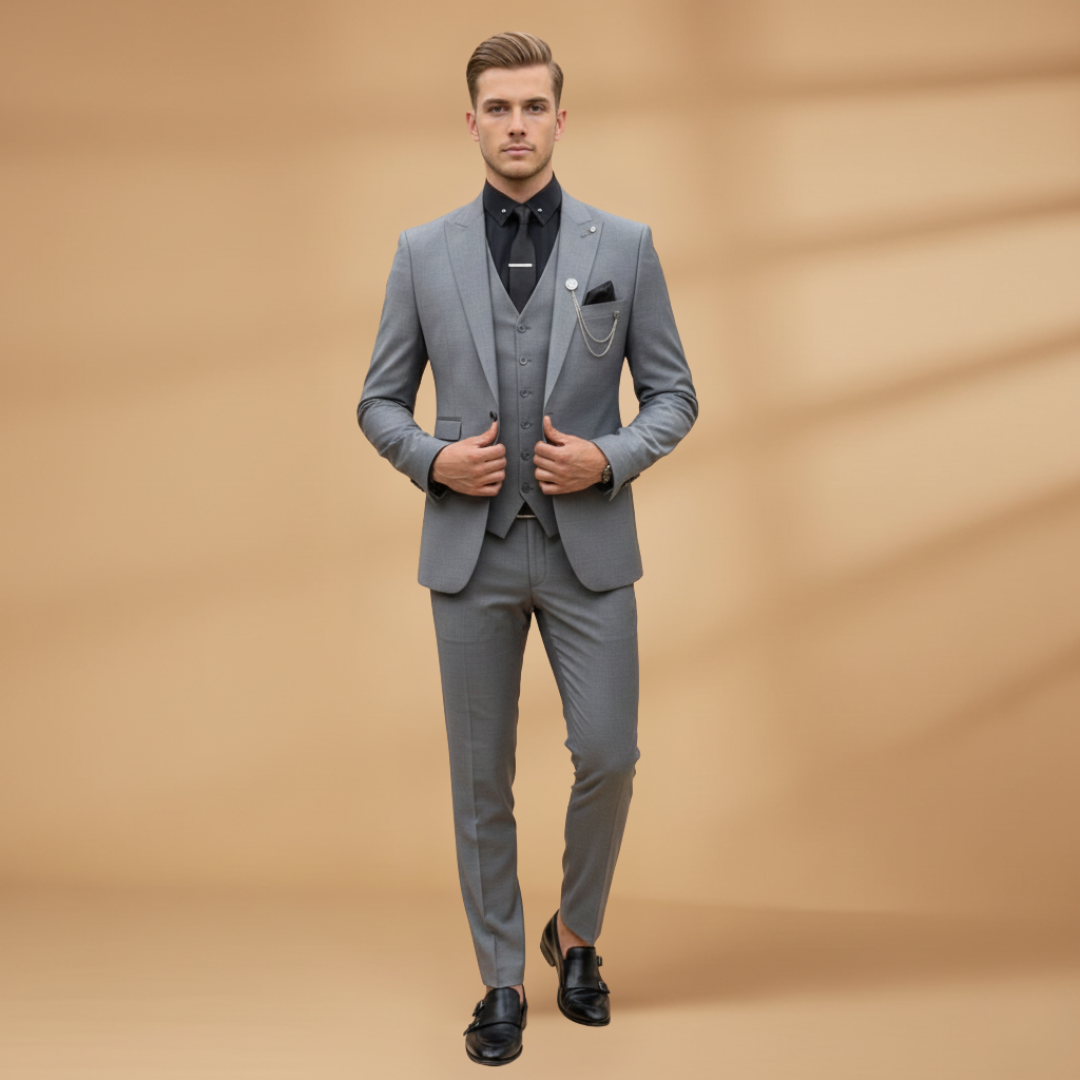 Men’s Slim Fit 3-Piece Suit for Formal Events
