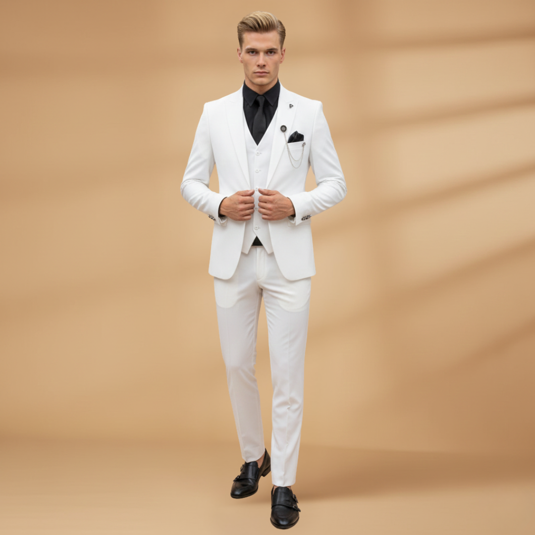 Men’s Slim Fit 3-Piece Suit for Formal Events