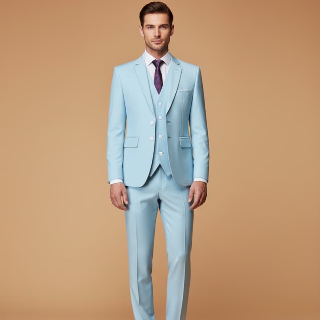 Men’s Slim Fit 3-Piece Suit with Jacket, Vest, and Trousers